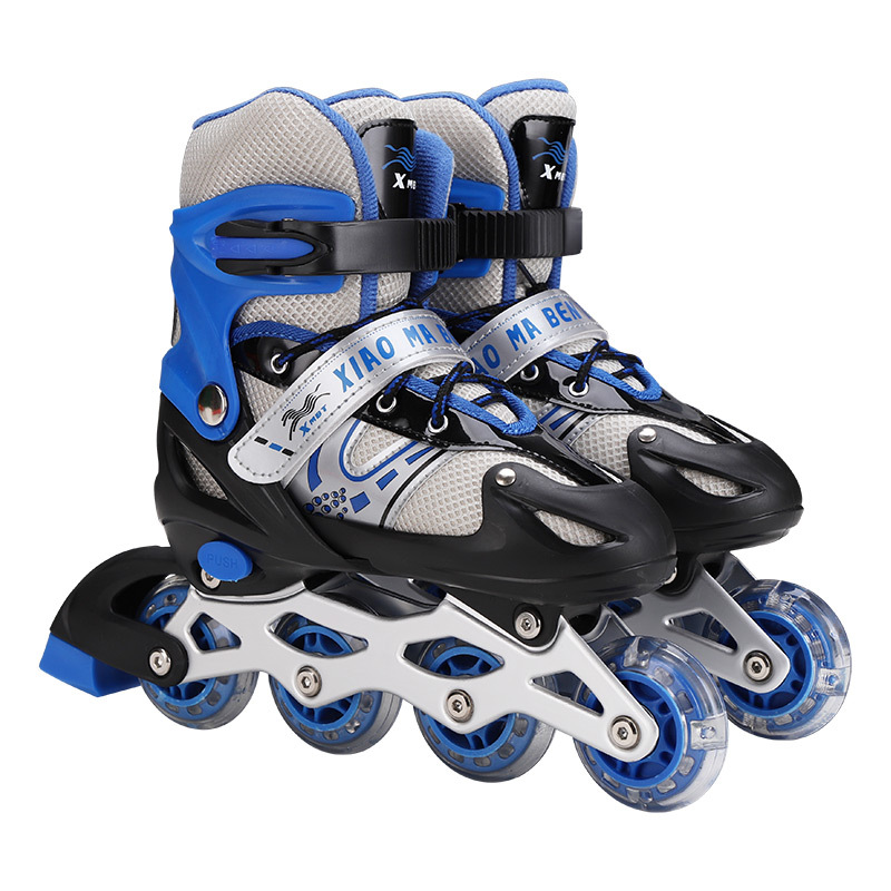 Factory Direct Supply the Skating Shoes Children&#039;s Single Row Flash PVC Wheel Adjustable Three Colors Optional Skates in Stock Wholesale