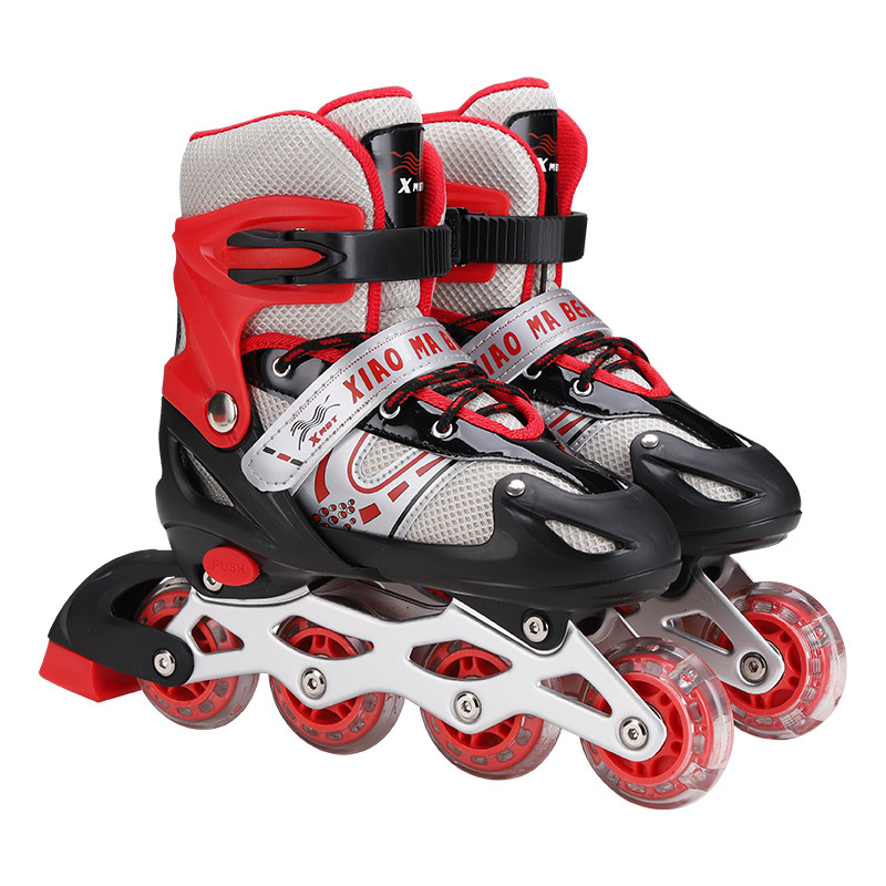 Factory Direct Supply the Skating Shoes Children&#039;s Single Row Flash PVC Wheel Adjustable Three Colors Optional Skates in Stock Wholesale