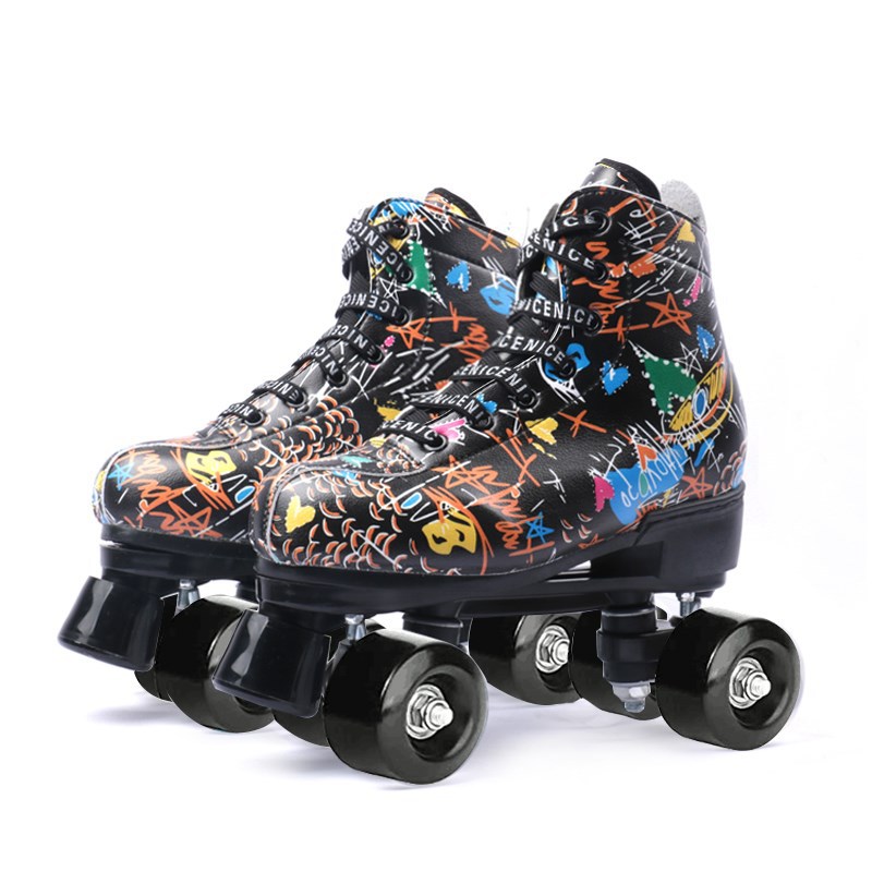 SOURCE Manufacturer Children Adult Double Row the Skating Shoes Roller Skates Double Row Wheel Skates Flashing Wheel Skating Rink Wholesale