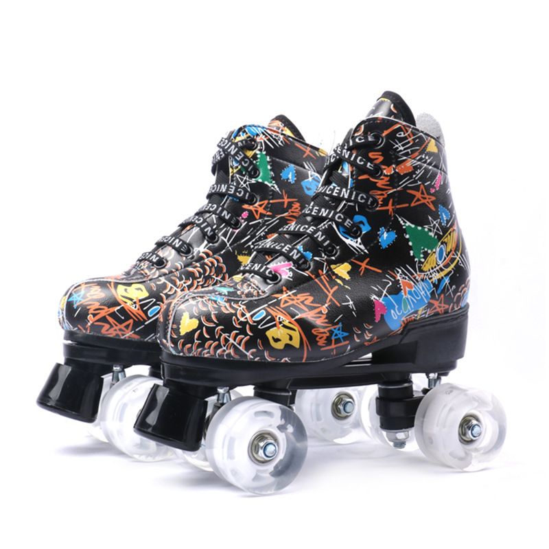 SOURCE Manufacturer Children Adult Double Row the Skating Shoes Roller Skates Double Row Wheel Skates Flashing Wheel Skating Rink Wholesale