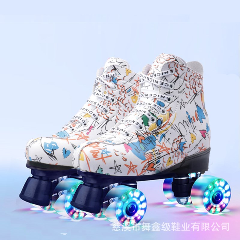 SOURCE Manufacturer Children Adult Double Row the Skating Shoes Roller Skates Double Row Wheel Skates Flashing Wheel Skating Rink Wholesale