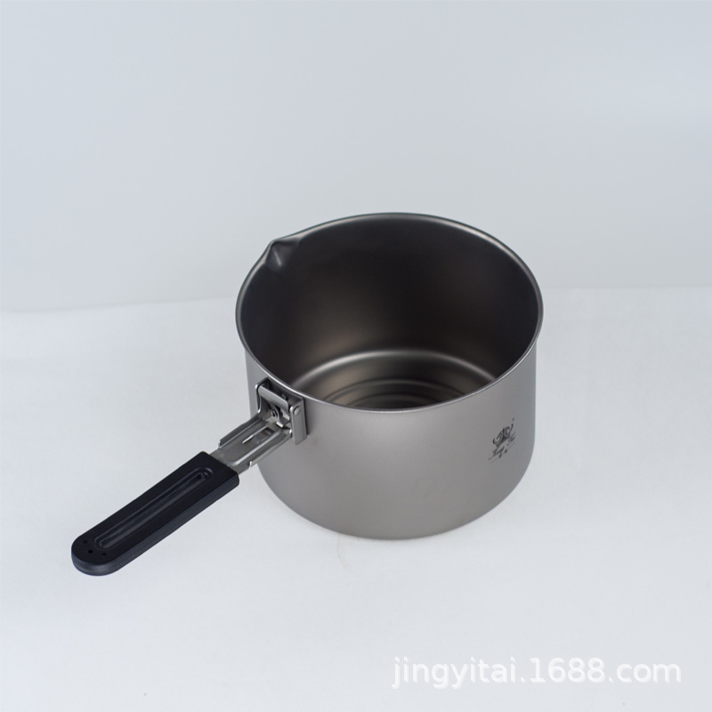 Kangti Pure Titanium Outdoor Pan Foldable and Portable Camping Fry Pan Frying Pan Single Pot Pot Set 2-2.8L Multi-Person Wild Titanium Cookware