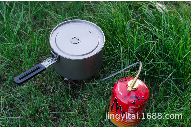 Kangti Pure Titanium Outdoor Pan Foldable and Portable Camping Fry Pan Frying Pan Single Pot Pot Set 2-2.8L Multi-Person Wild Titanium Cookware