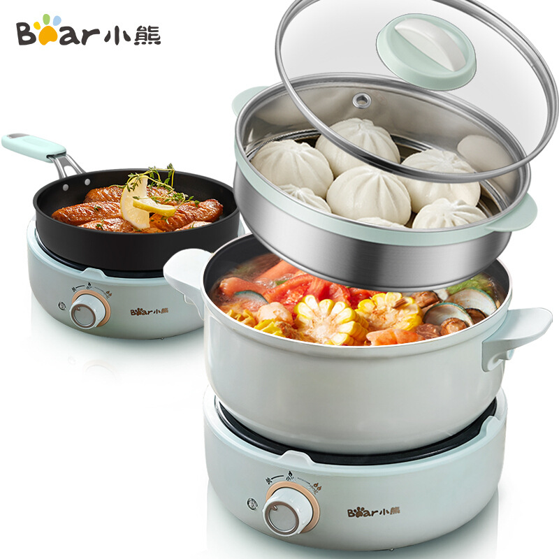 Bear Multi-Functional Electric Food Warmer Split Electric Chafing Dish 2.5L Electric Frying Pan DHG-B25B2 Hot Pot + Fry Pan + Steamer