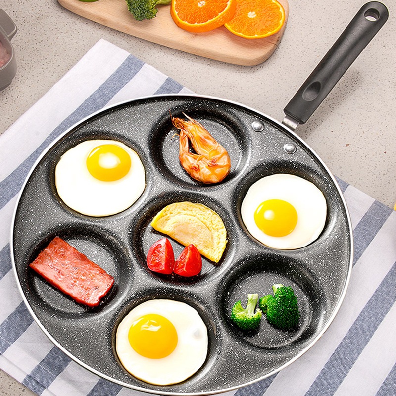 In Stock Wholesale Medical Stone Four Holes Egg Frying Pan Three Five Seven Holes Griddle Household Non-Stick Egg Dumplings Poached Egg Fry Pan