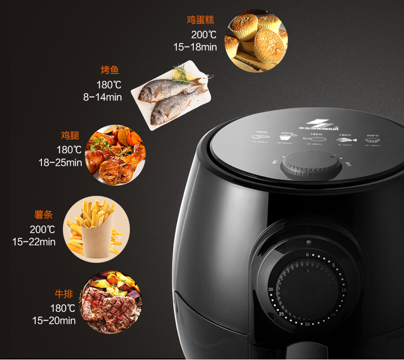 Household Air Fryer Large Capacity Intelligent Fume-Free Bread Maker Multi-Function Automatic Fry Twisted Dough-Strips Machine Deep Frying Pan