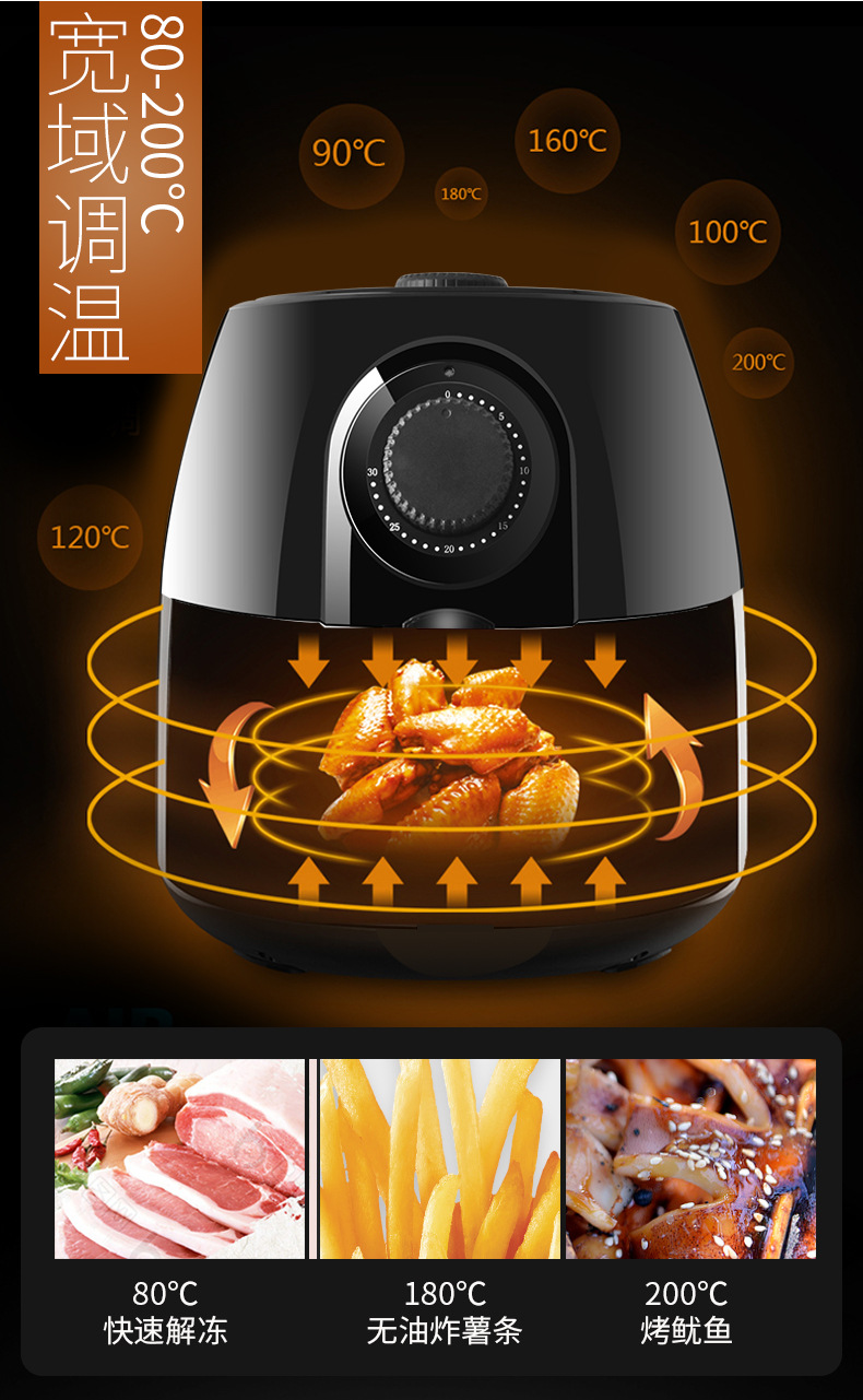 Household Air Fryer Large Capacity Intelligent Fume-Free Bread Maker Multi-Function Automatic Fry Twisted Dough-Strips Machine Deep Frying Pan