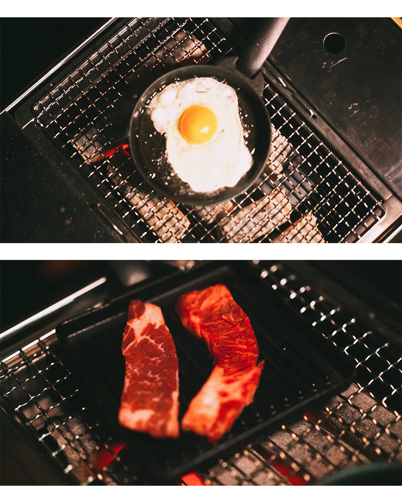 TNR Outdoor Camping Picnic Barbecue Cookware Cast Iron Baking Pan Fry Pan Frying Pan Picnic Cooking Utensils Portable Set