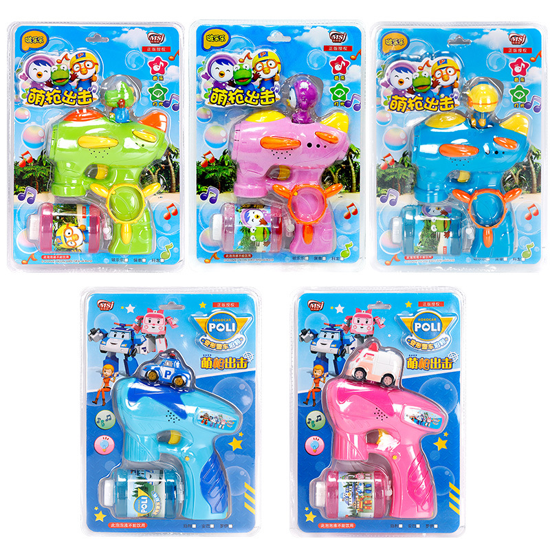 Pororo Electric Bubble Gun Camera Automatic Bubble Blowing Machine Music Luminous Children&#039;s Toys Factory Direct Sales