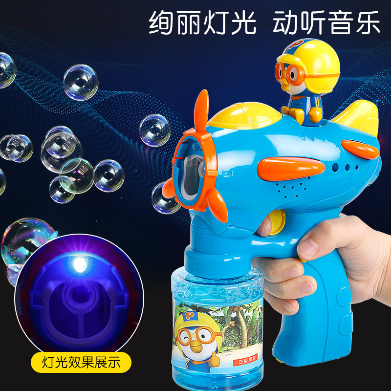 Pororo Electric Bubble Gun Camera Automatic Bubble Blowing Machine Music Luminous Children&#039;s Toys Factory Direct Sales