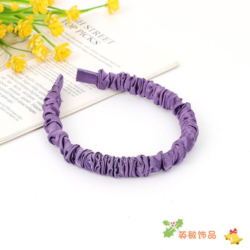 Korean Style All-Match Cream Satin Bubble Pleated Fabric Headband Internet Celebrity Sweet All-Matching Headband Face Wash Headband