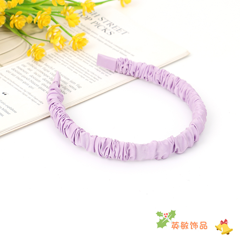 Korean Style All-Match Cream Satin Bubble Pleated Fabric Headband Internet Celebrity Sweet All-Matching Headband Face Wash Headband