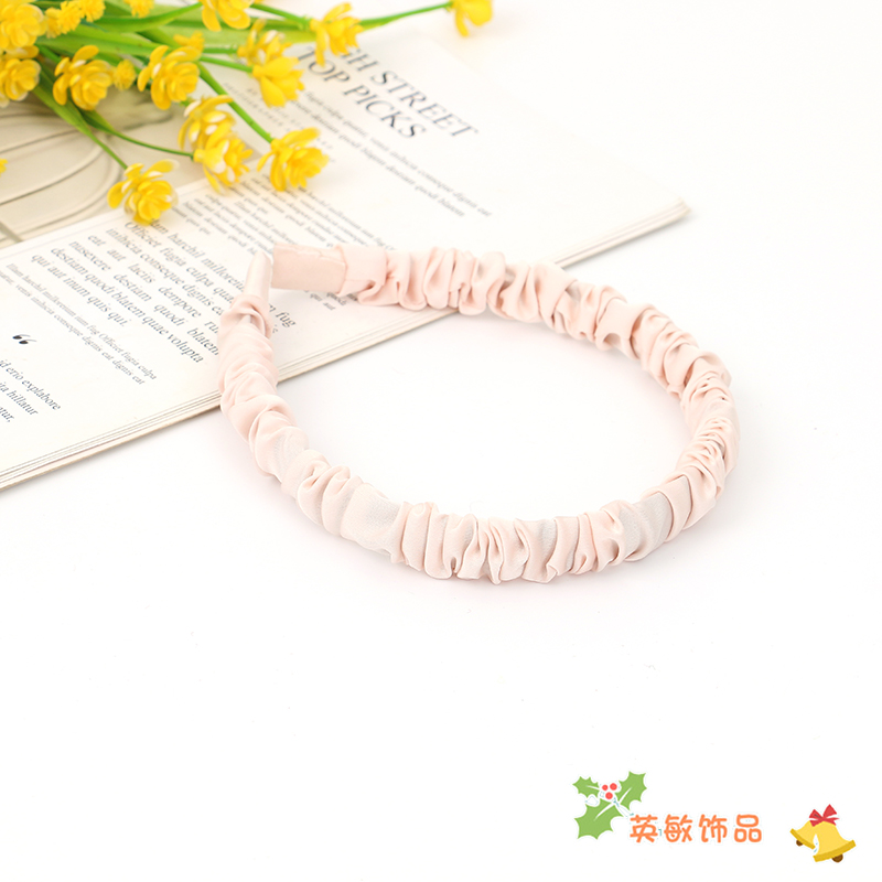 Korean Style All-Match Cream Satin Bubble Pleated Fabric Headband Internet Celebrity Sweet All-Matching Headband Face Wash Headband