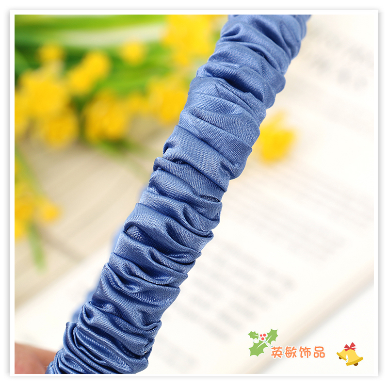 Korean Style All-Match Cream Satin Bubble Pleated Fabric Headband Internet Celebrity Sweet All-Matching Headband Face Wash Headband