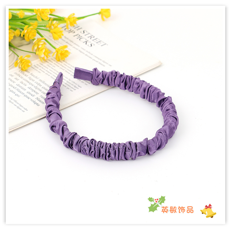 Korean Style All-Match Cream Satin Bubble Pleated Fabric Headband Internet Celebrity Sweet All-Matching Headband Face Wash Headband