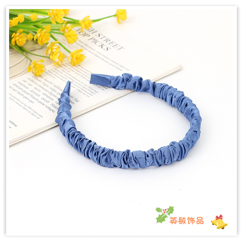 Korean Style All-Match Cream Satin Bubble Pleated Fabric Headband Internet Celebrity Sweet All-Matching Headband Face Wash Headband