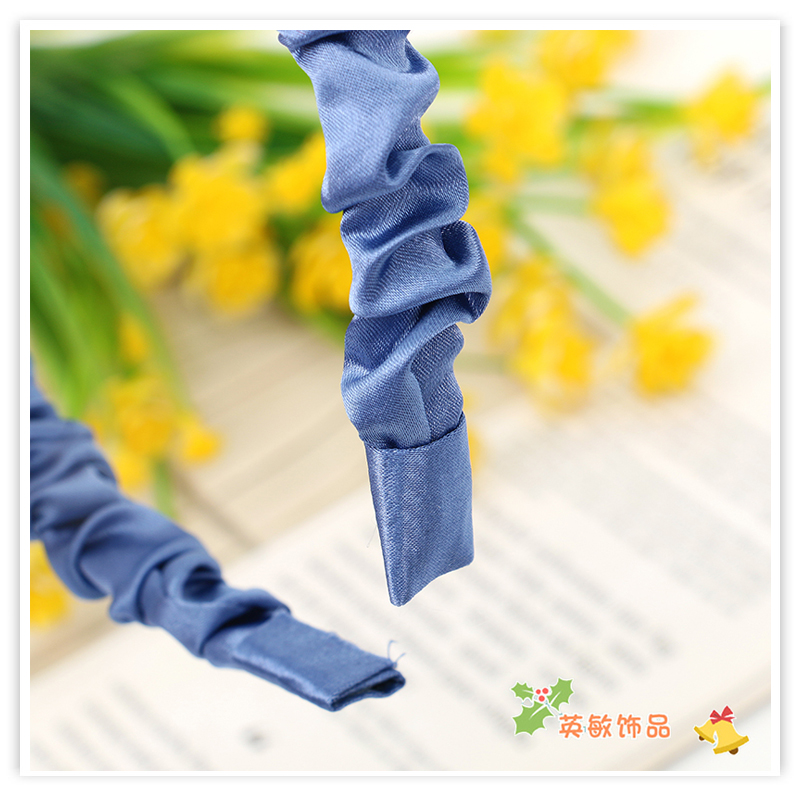 Korean Style All-Match Cream Satin Bubble Pleated Fabric Headband Internet Celebrity Sweet All-Matching Headband Face Wash Headband