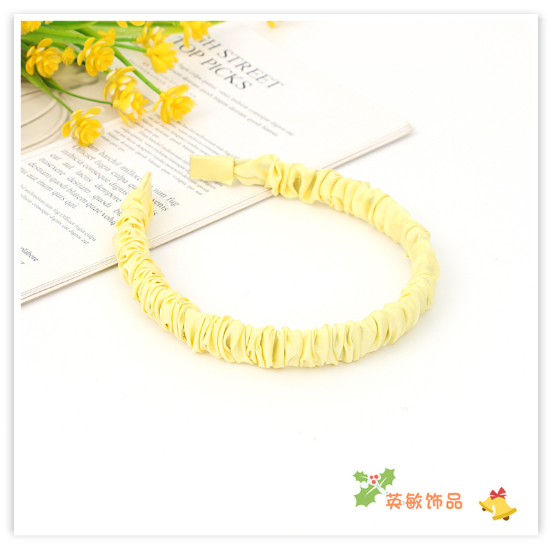 Korean Style All-Match Cream Satin Bubble Pleated Fabric Headband Internet Celebrity Sweet All-Matching Headband Face Wash Headband