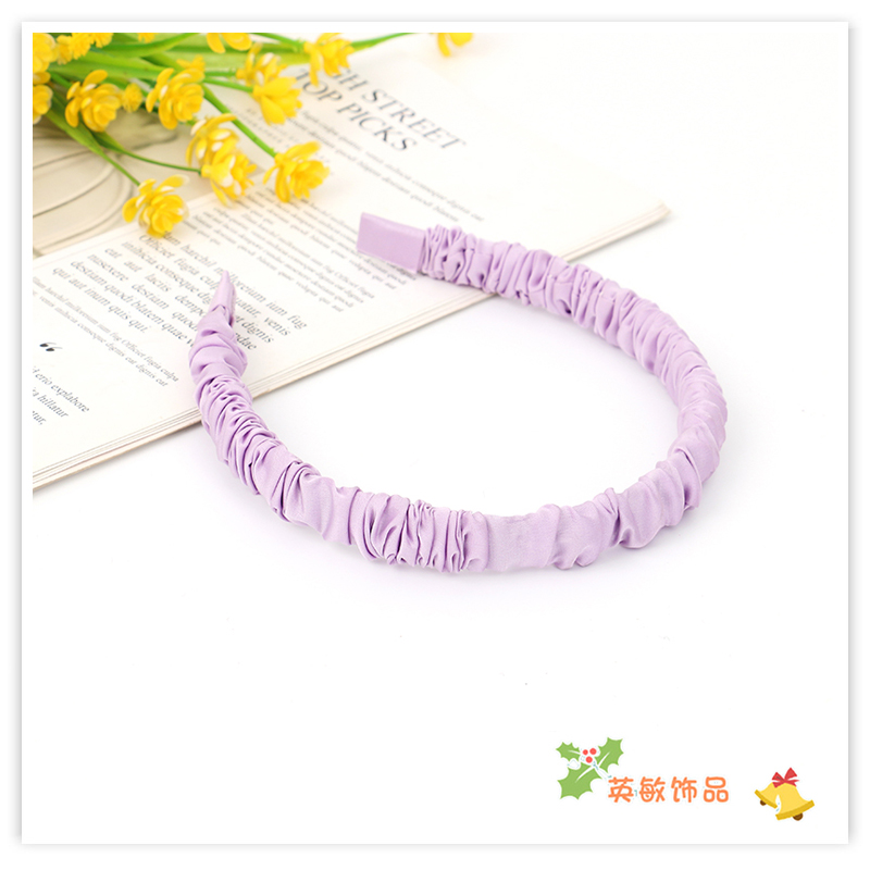 Korean Style All-Match Cream Satin Bubble Pleated Fabric Headband Internet Celebrity Sweet All-Matching Headband Face Wash Headband