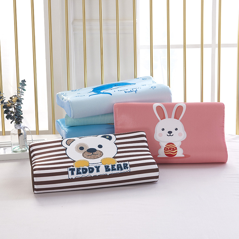 The Spring and summer ice silk adult children Thailand latex pillow case student dormitory baby pillow towel cartoon memory cotton pillowcases