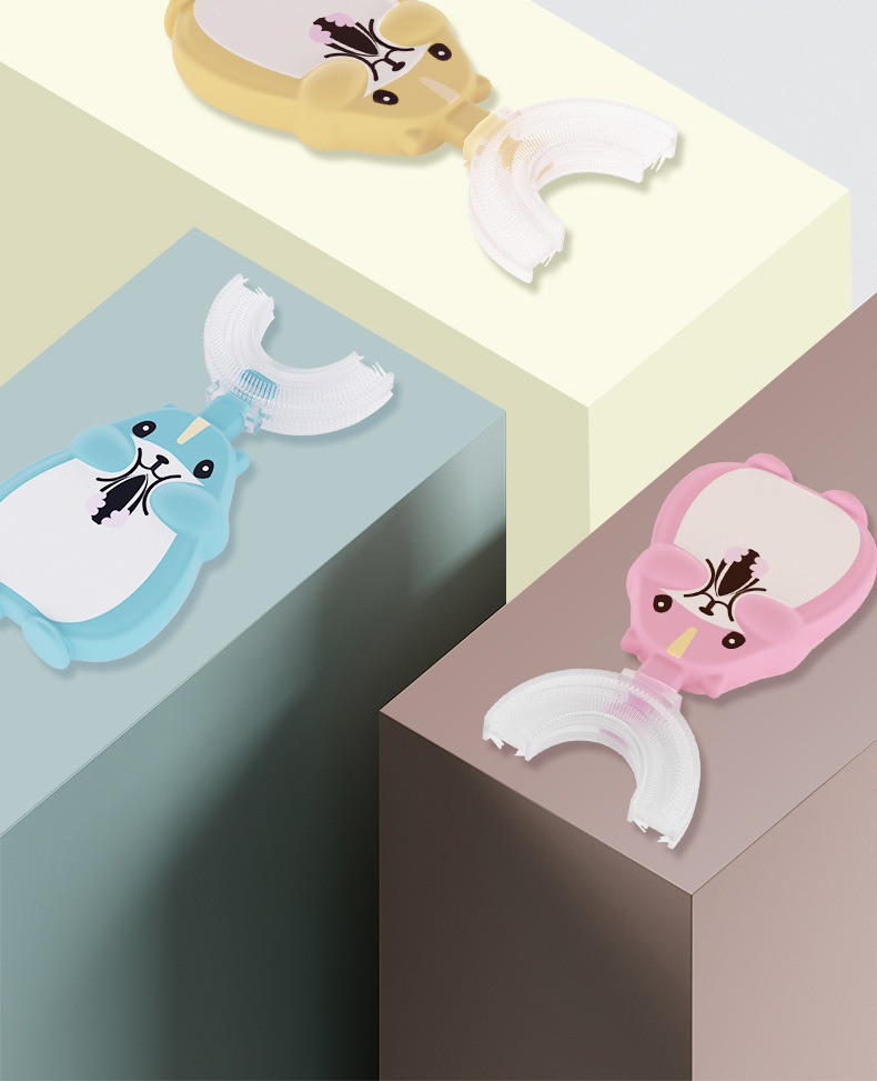 Factory Food Grade Liquid Silicone Bruch Head Children's MANUAL U-Shaped Toothbrush Cleaning Oral Baby Q Cute Tooth Protector