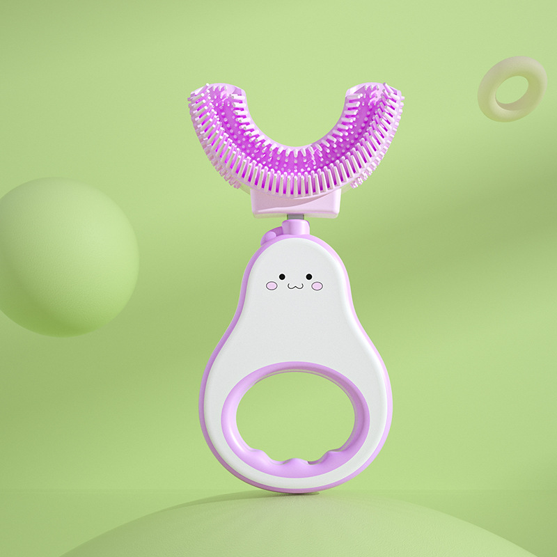Avocado Manual Children&#039;s U-Shaped Toothbrush Cleaning Oral Baby Q Cute Tooth Protection U-Shaped Silicone Design Order Factory