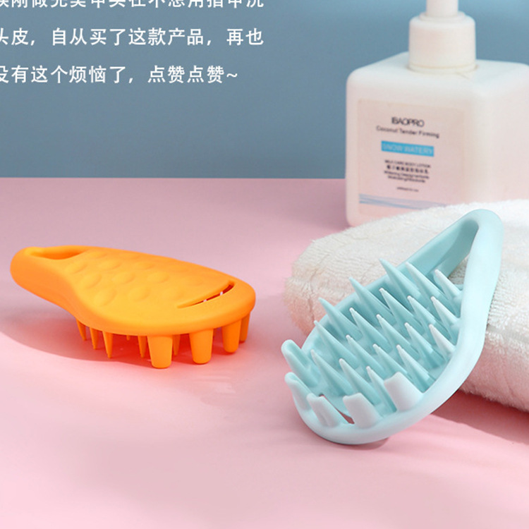 Bath Head Scratching Shampoo Brush Massage Comb Silicone End Leather Soft Tooth Long Hair Hair Comb Men's Hair-Washing Comb