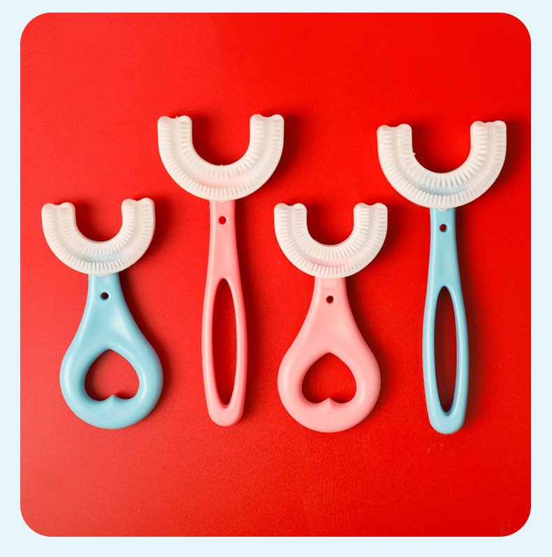 Best-Seller on Douyin Children's U-Shaped Toothbrush Toothbrush Set Portable Tooth Cleaning Internet Celebrity Toothbrush Silicone Baby Toothbrush Wholesale