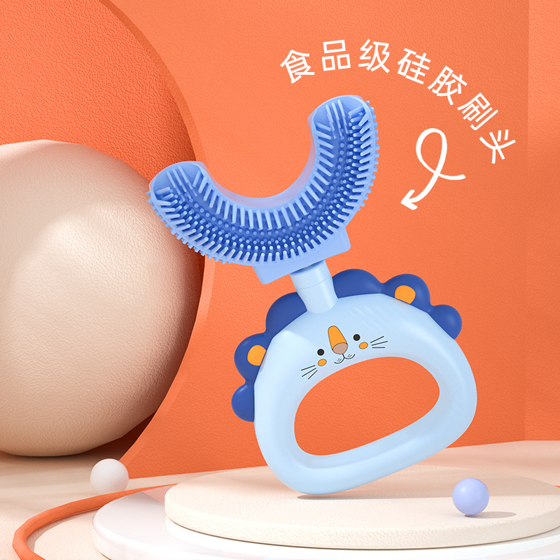 Children&#039;s U-Shaped Silicone Toothbrush Children&#039;s Tooth Protection Oral in the Mouth Manual Baby Food Bruch Head Factory Foreign Trade Wholesale