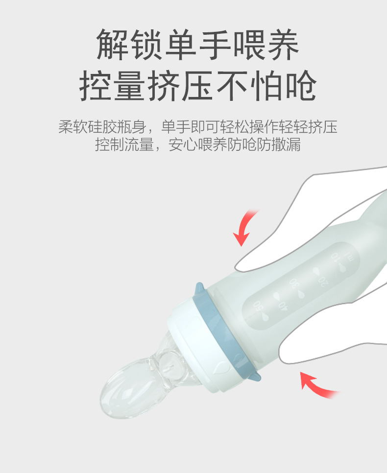 Baby Rice Paste Spoon Feeding Bottle Silicone Soft Spoon Squeeze Type Rice Flour Feeding Spoon Baby Solid Food Tools Tableware Set