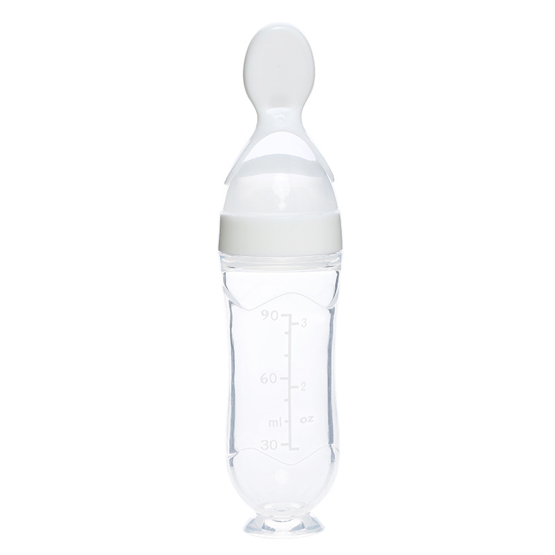 Baby with suction cup rice paste bottle soft silica gel Baby auxiliary food god extruded tumbler type rice such as \&#034;bean tool