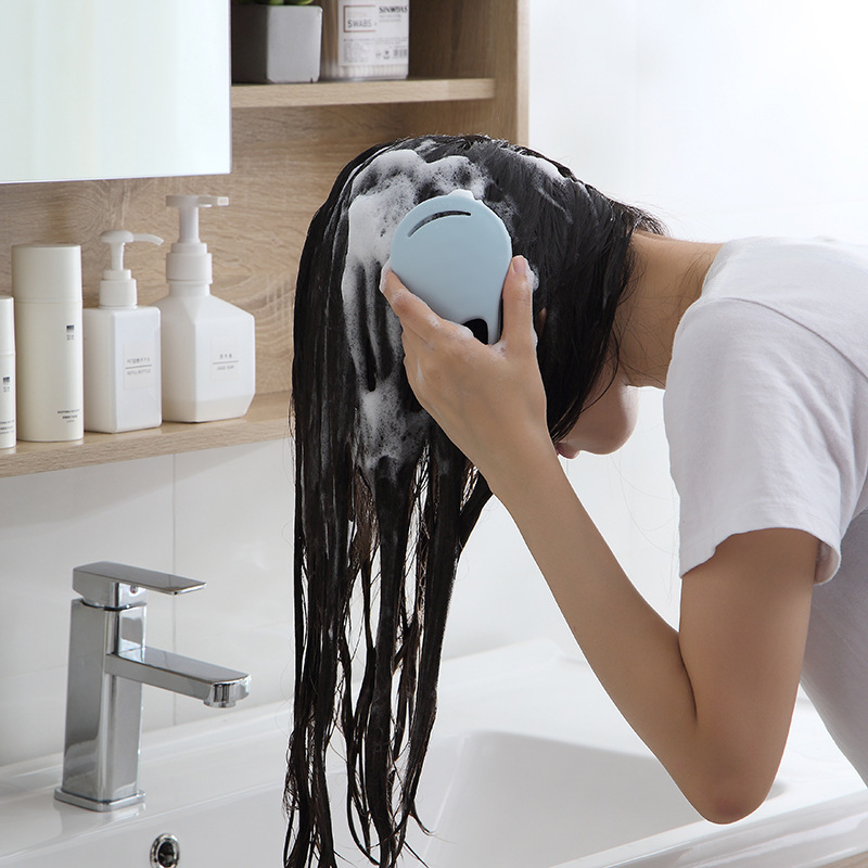 New Silicone Cleaning Brush Shampoo Brush Head Anti-Itching Massage Brush Shampoo Comb Massage Hair-Washing Comb Wet and Dry Dual-Use