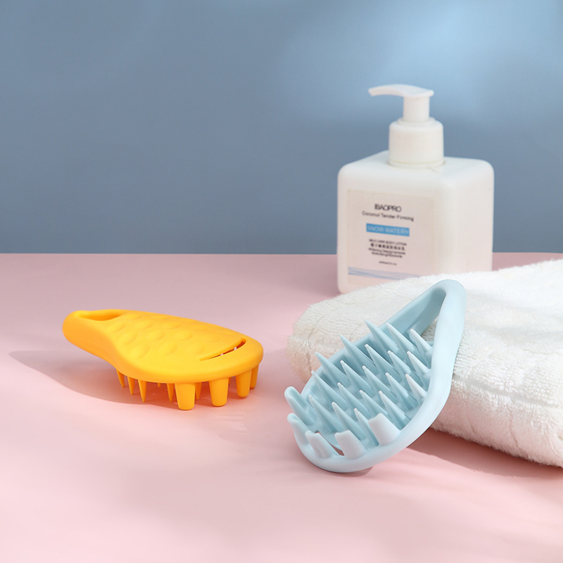 New Silicone Cleaning Brush Shampoo Brush Head Anti-Itching Massage Brush Shampoo Comb Massage Hair-Washing Comb Wet and Dry Dual-Use