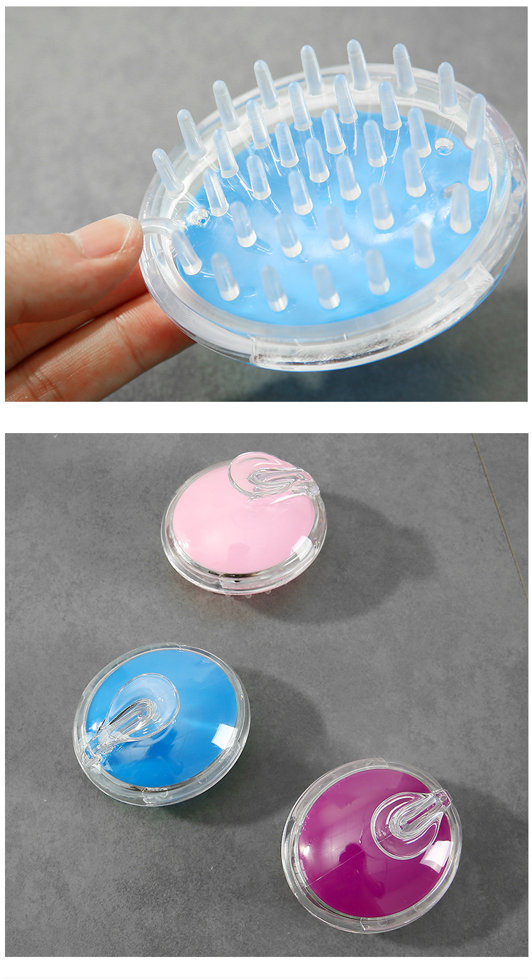 Home Hair Salon Cleansing Scalp Shampoo Massage Brush Crystal Transparent Shampoo Comb Massage Brush Bath Brush Silicone Shampoo Brush