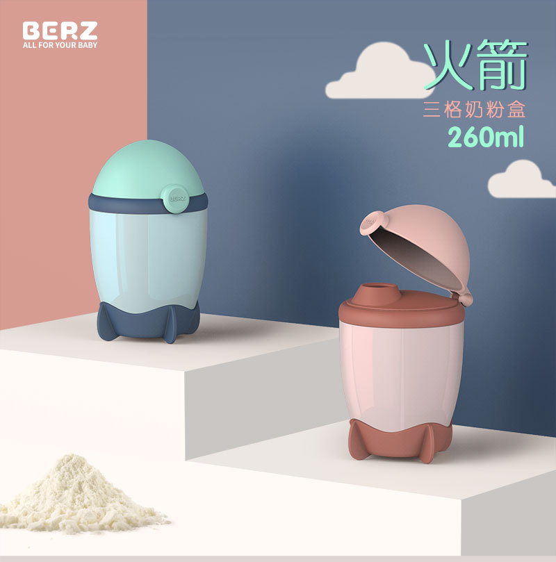 Berz Berz Baby Outing Portable Milk Powder Box Large Capacity Baby Three-Layer Sub-Packaging Grid Rice Powder Milk Powder Supplementary Food Box