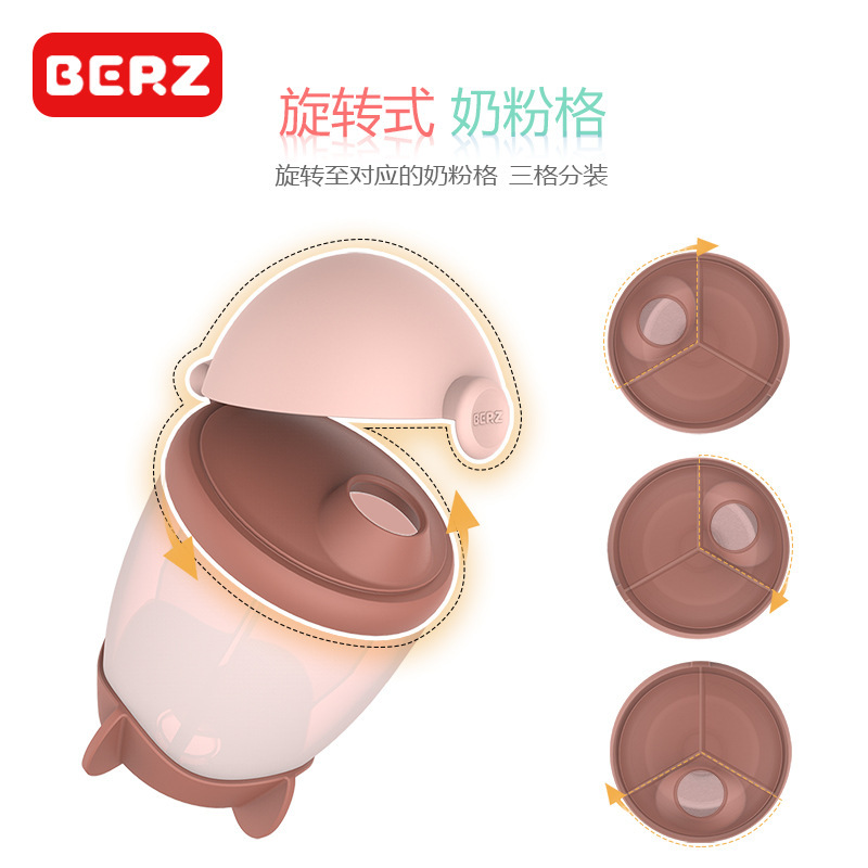 Berz Berz Baby Outing Portable Milk Powder Box Large Capacity Baby Three-Layer Sub-Packaging Grid Rice Powder Milk Powder Supplementary Food Box