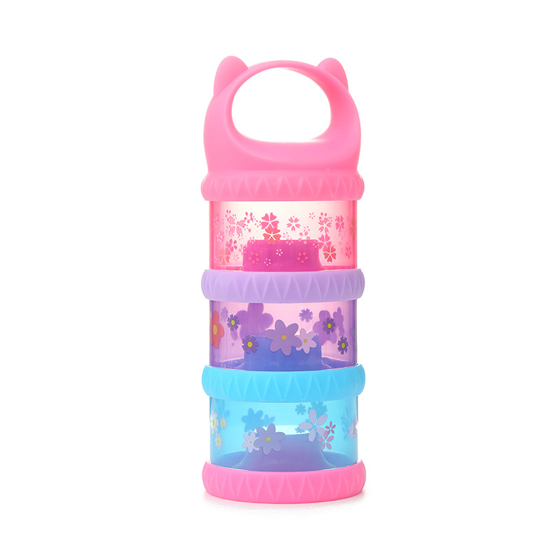 Colorful Baby Milk Powder Box Portable Large Capacity Three-Level Grid Storage Tank Sealed Complementary Food Milk Container