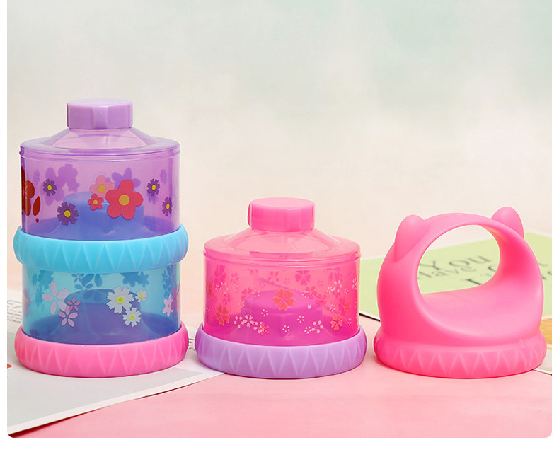 Colorful Baby Milk Powder Box Portable Large Capacity Three-Level Grid Storage Tank Sealed Complementary Food Milk Container