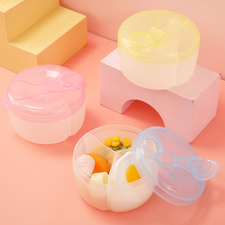 Baby Milk Powder Box Three-Grid Rotating Milk Container Baby Going out Portable Storage Box Separately Packed Case Sealed Snack Box
