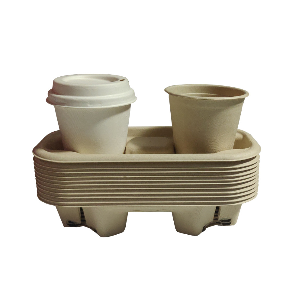 Disposable Environmentally Friendly Degradable 2-Grid 4-Grid Sugar Cane Paper Pulp Saucer Take out Take Away Outdoor Coffee Milk Tea Cup Holder Disposable Environmentally Friendly Degradable 2-Grid 4-Grid Sugar Cane Paper Pulp Saucer Take out Take Away Outdoor Coffee Milk Tea Cup Holder