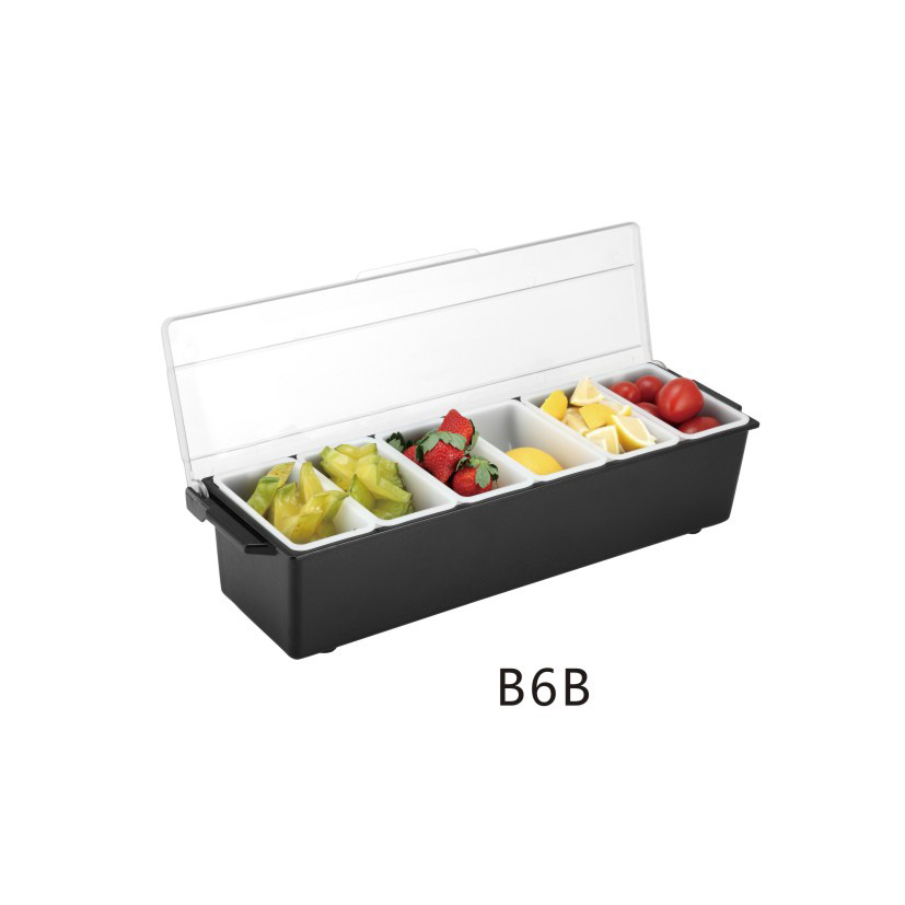 Bar Counter Seasoning Box Fruit Crisper Milk Tea Shop Three Grids and Four Grids Five Grid Six Grid Fruit Box Condiment Dispenser with Lid