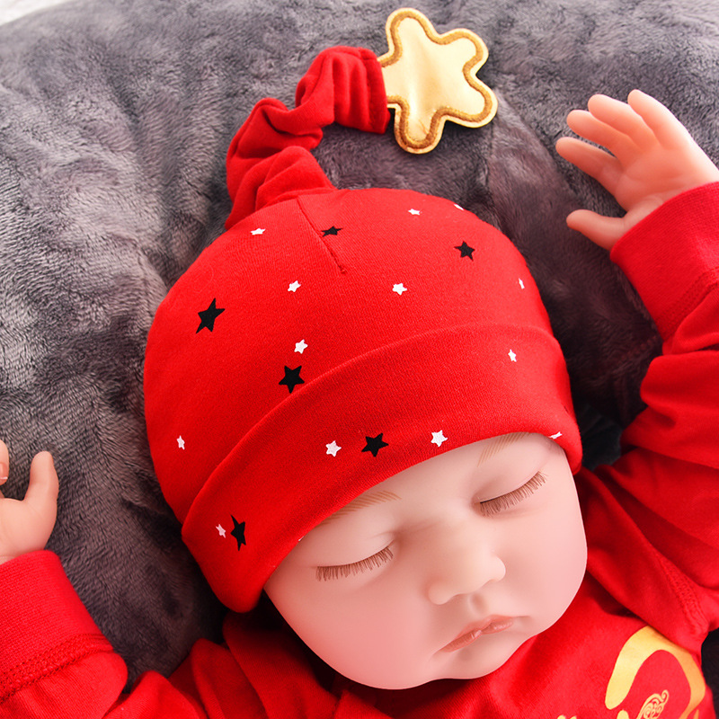 Newborn Baby Hat Spring and Autumn Double Layer Newborn Fetal Cap Full Moon One Hundred Years Old Day Festive Red Baby Cap Words