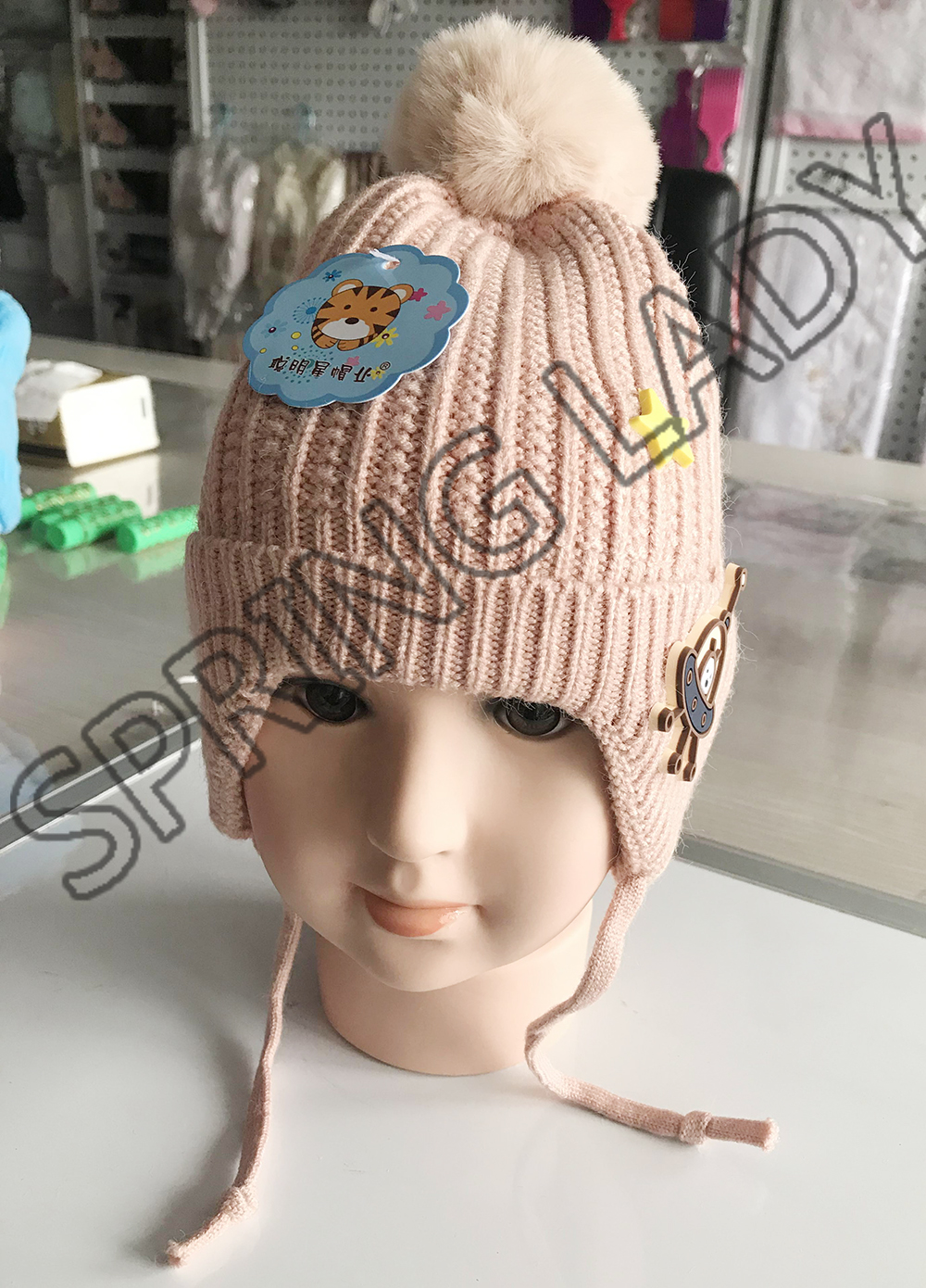Children's Woolen Cap Baby Hat Autumn and Winter Baby Girl Princess Korean Style Ear Protection Men's and Women's Hats SPRING LADY