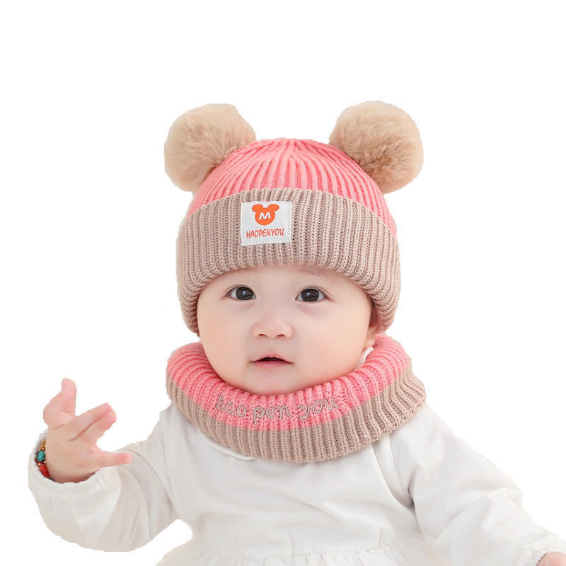 Korean Style Baby Hat Autumn and Winter Young Knitted Pullover Male and Female Baby Double Ball Cute Super Cute Warm Children&#039;s Wool