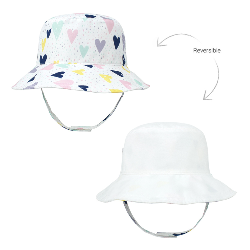 2021 Children's Printing Bucket Hat Baby Hat Spring and Summer Double-Sided Sun Hat Outdoor Cartoon Flower Printing Bucket Hat