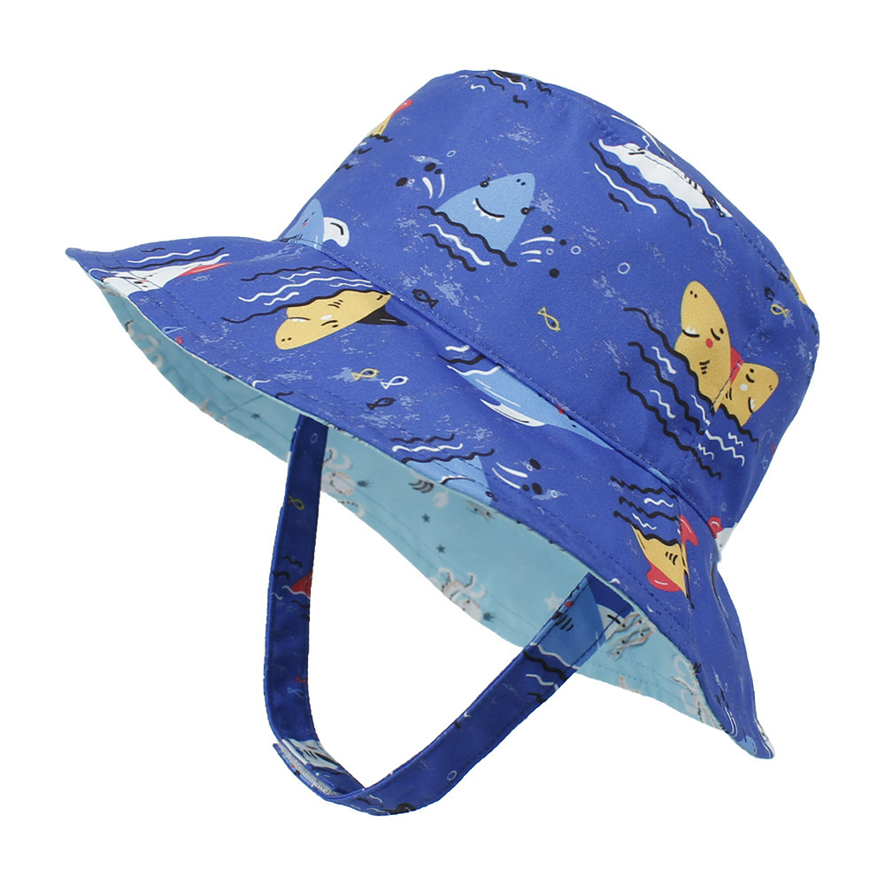 2021 Children's Printing Bucket Hat Baby Hat Spring and Summer Double-Sided Sun Hat Outdoor Cartoon Flower Printing Bucket Hat