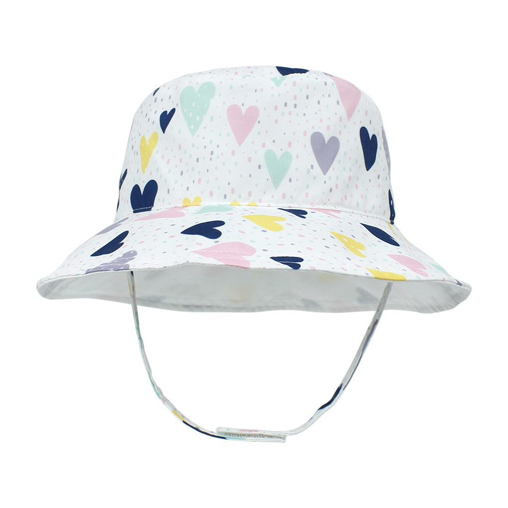 2021 Children's Printing Bucket Hat Baby Hat Spring and Summer Double-Sided Sun Hat Outdoor Cartoon Flower Printing Bucket Hat