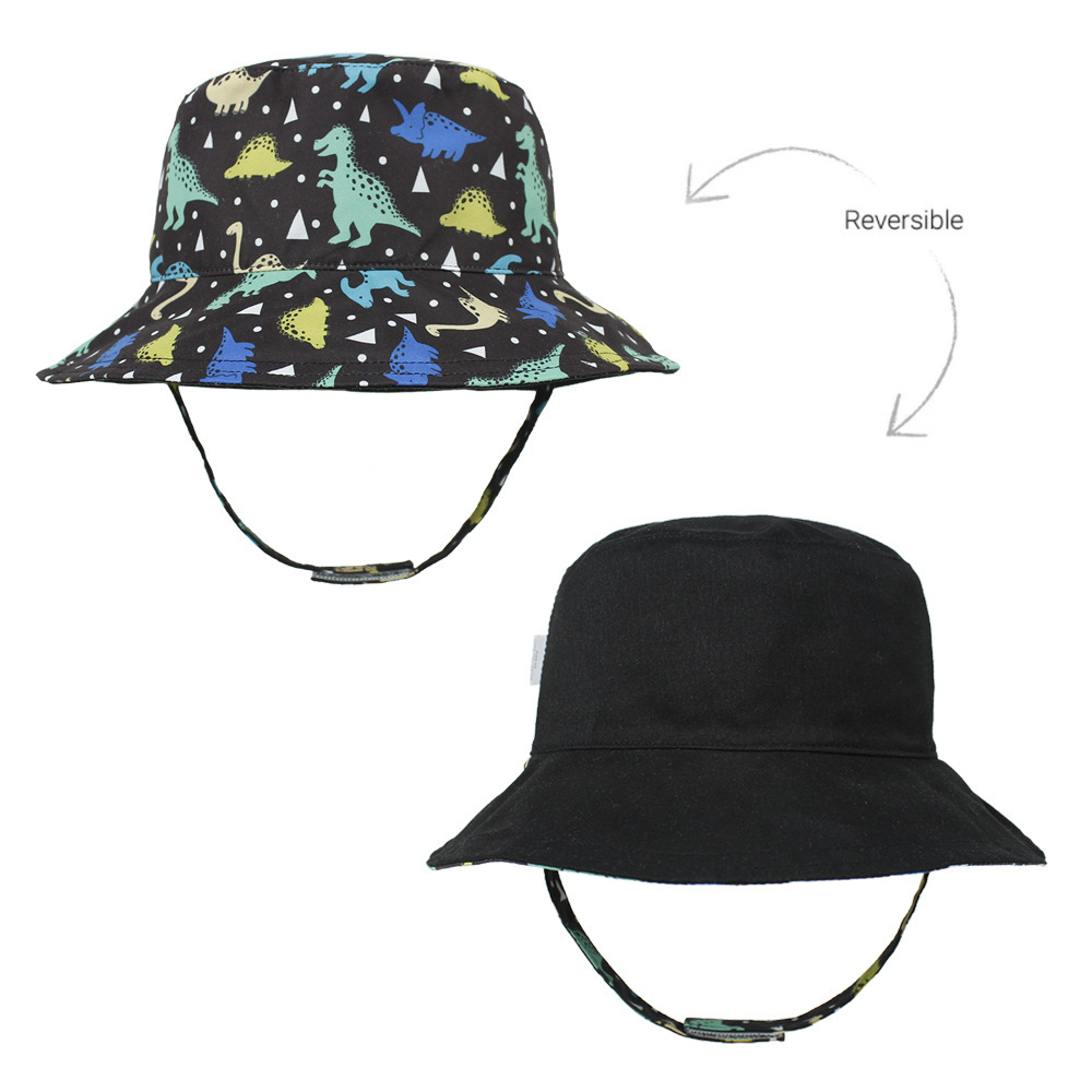 2021 Children's Printing Bucket Hat Baby Hat Spring and Summer Double-Sided Sun Hat Outdoor Cartoon Flower Printing Bucket Hat