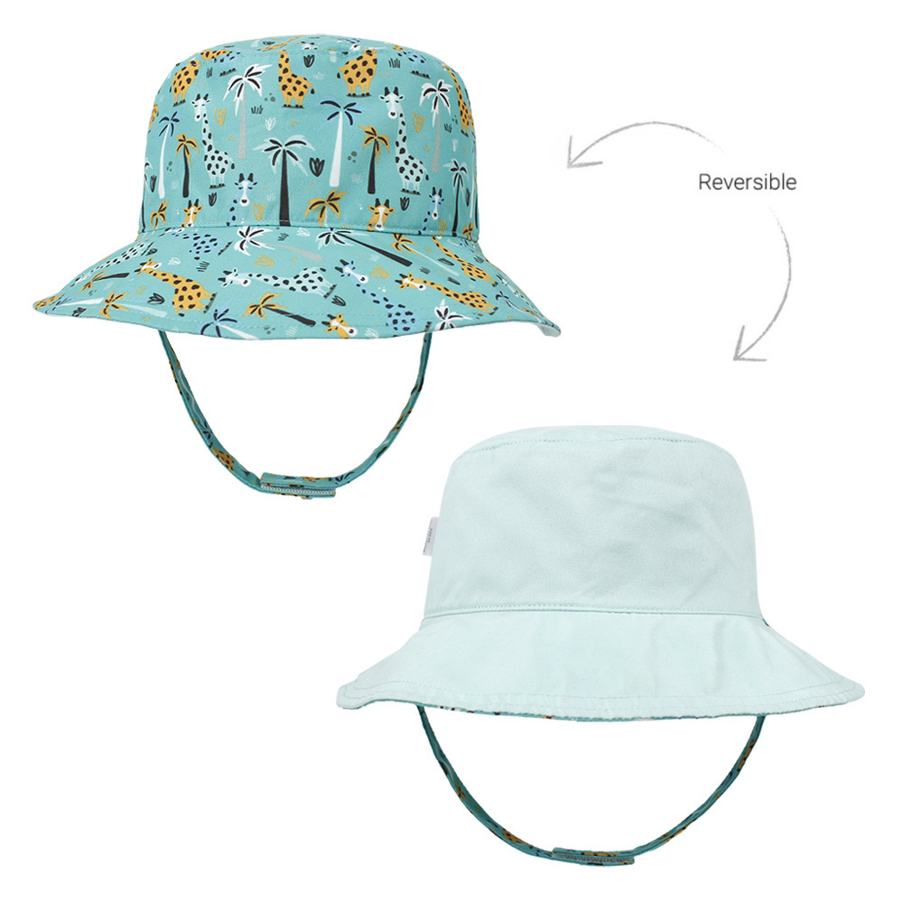 2021 Children's Printing Bucket Hat Baby Hat Spring and Summer Double-Sided Sun Hat Outdoor Cartoon Flower Printing Bucket Hat