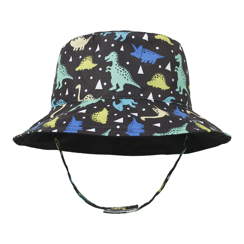 2021 Children's Printing Bucket Hat Baby Hat Spring and Summer Double-Sided Sun Hat Outdoor Cartoon Flower Printing Bucket Hat